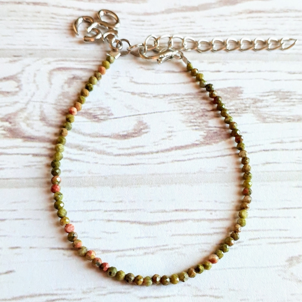 💜2/$30💜 Unakite Gemstone Bracelet - Picture 3 of 3